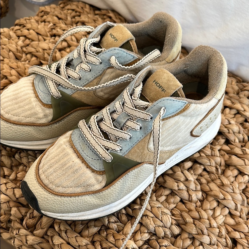 Women's Cream and Green Sneakers